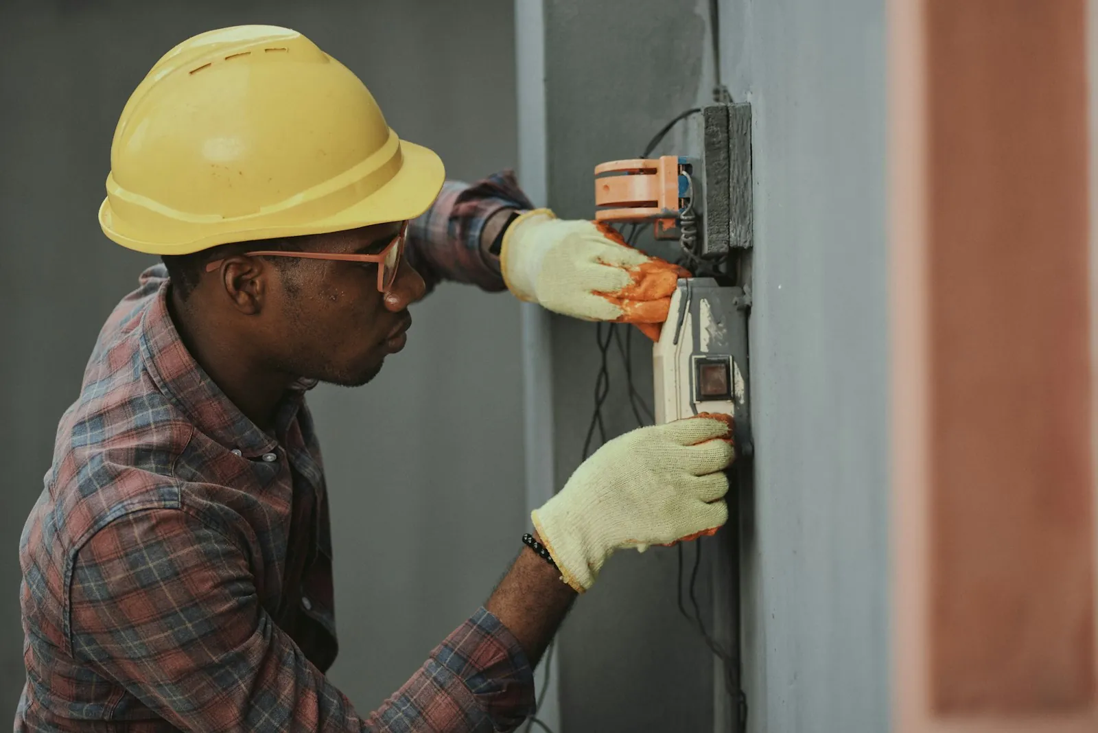 African worker on civil construction site